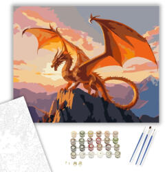  Arany Sárkány a Hegyek Felett - számfestő készlet - 40×50 cm (Keretre feszítve)