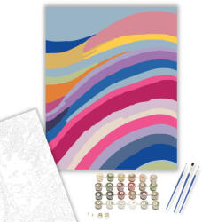  Színes Félkör Hullámok - számfestő készlet - 40×50 cm (Keretre feszítve)