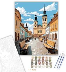  Eger Főtere a Minorita Templommal - számfestő készlet - 80×100 cm (Keretre feszítve)