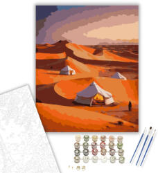  Berber Sátrak a Szahara Homokdűnéin - számfestő készlet - 60×70 cm (Keretre feszítve)