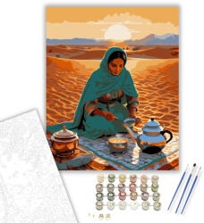  Berber Nő és a Sivatagi Tea - számfestő készlet - 80×100 cm (Keretre feszítve)