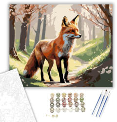  Vörös Róka a Tavaszi Erdőben - számfestő készlet - 40×50 cm (Keretre feszítve)