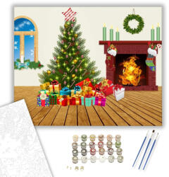 Számfestő Karácsonyfa- számfestő készlet - 40×50 cm (Keretre feszítve) (xmas025-40X50-KF)