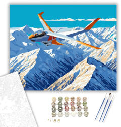  Vitorlázórepülő a Havas Hegyek Felett - számfestő készlet - 40×50 cm (Keretre feszítve)