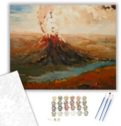 Számfestő Tűzhányó a folyónál - számfestő készlet - 40×50 cm (Keretre feszítve) (crea1227-40X50-KF)