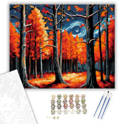  Őszi Erdő Ragyogása - számfestő készlet - 40×50 cm (Keretre feszítve)