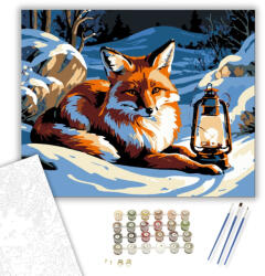 Számfestő Havas Éjjeli Rókalátomás - számfestő készlet - 40×50 cm (Keretre feszítve) (crea5210-40X50-KF)