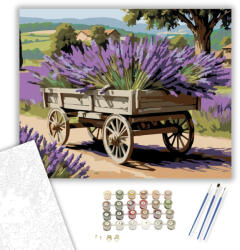 Számfestő Régi Fakocsi Levendulával - számfestő készlet - 40×50 cm (Keretre feszítve) (crea5813-40X50-KF)