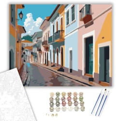  Pelourinho Színes Koloniális Utca - számfestő készlet - 40×50 cm (Keretre feszítve)