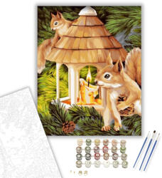 Számfestő Mókus ház - számfestő készlet - 40×50 cm (Keretre feszítve) (crea198-40X50-KF)