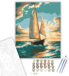  Nagy Vitorlás a Turquoise Tengeren - számfestő készlet - 40×50 cm (Keretre feszítve)