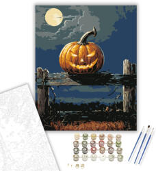  Félelmetes töklámpás kerítésen - számfestő készlet - 40×50 cm (Keretre feszítve)