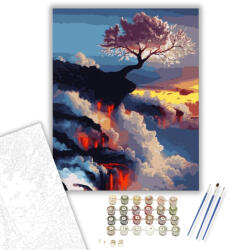 Számfestő Cseresznyefa a sziklán - számfestő készlet - 40×50 cm (Keretre feszítve) (crea1158-40X50-KF)