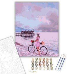  Biciklivel a parton - számfestő készlet - 40×50 cm (Keretre feszítve)