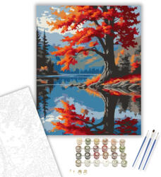 Számfestő Magányos Juhar az Őszi Tóparton - számfestő készlet - 40×50 cm (Keretre feszítve) (crea5679-40X50-KF)