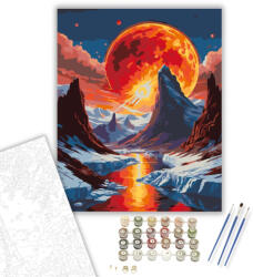  Lángoló Nap és Jégvölgy - számfestő készlet - 40×50 cm (Keretre feszítve)