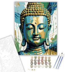  Buddha Arca Absztrakt Színekben - számfestő készlet - 50×60 cm (Keretre feszítve)
