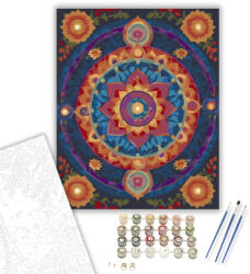  Chakra Harmónia Mandala - számfestő készlet - 60×70 cm (Keret nélkül)
