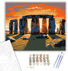 Számfestő Stonehenge Naplementében - számfestő készlet - 40×50 cm (Keretre feszítve) (crea6949-40X50-KF)