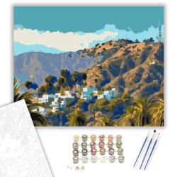  Hollywood Felirat Los Angelesben - számfestő készlet - 40×50 cm (Keretre feszítve)