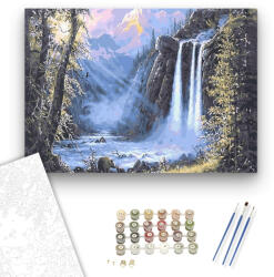Számfestő Medve a Vízesésnél - számfestő készlet - 40×50 cm (Keretre feszítve) (8018-40X50-KF)