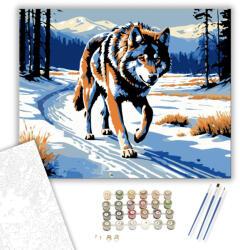  Téli Farkas Kóborlás - számfestő készlet - 40×50 cm (Keretre feszítve)
