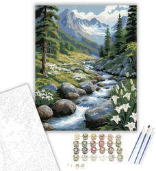 Számfestő Hegyi Patak és Hófedte Csúcsok - számfestő készlet - 40×50 cm (Keretre feszítve) (crea5599-40X50-KF)