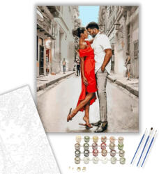  Szerelmes szívek - számfestő készlet - 40×50 cm (Keretre feszítve)