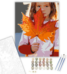  Gyermek Őszi Juharlevéllel - számfestő készlet - 40×50 cm (Keretre feszítve)