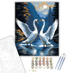 Számfestő Hattyúk Tánca a Hegyi Tavon - számfestő készlet - 40×50 cm (Keretre feszítve) (crea6154-40X50-KF)