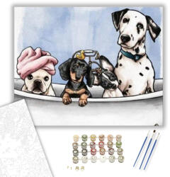 Számfestő Kutyák A Kádban - számfestő készlet - 40×50 cm (Keretre feszítve) (dogs037-40X50-KF)