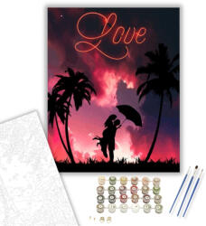Számfestő Szerelem a Pálmafák alatt - számfestő készlet - 40×50 cm (Keretre feszítve) (crea1086-40X50-KF)
