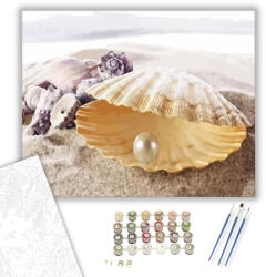 Számfestő Kagyló gyöngy - számfestő készlet - 40×50 cm (Keretre feszítve) (crea217-40X50-KF)