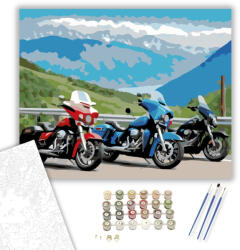  Túramotorok a Hegyi Panorámánál - számfestő készlet - 40×50 cm (Keretre feszítve)