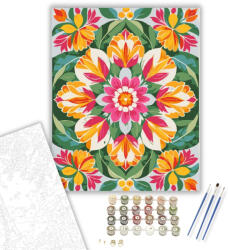  Tavaszi Virág Mandala - számfestő készlet - 40×50 cm (Keretre feszítve)