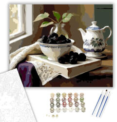  Szeder Csésze és Teáskanna - számfestő készlet - 40×50 cm (Keretre feszítve)