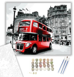 Számfestő Londoni emeletes busz - számfestő készlet - 40×50 cm (Keretre feszítve) (crea247-40X50-KF)