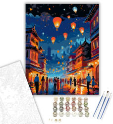  Diwali Éjszakai Ünneplés - számfestő készlet - 40×50 cm (Keretre feszítve)