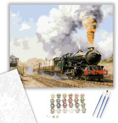 Számfestő Gőzmozdony Vonat - számfestő készlet - 40×50 cm (Keretre feszítve) (6221-40X50-KF)
