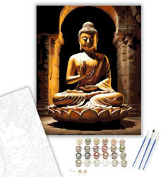  Arany Buddha Barlangtemplomban - számfestő készlet - 50×60 cm (Keretre feszítve)