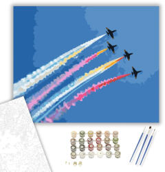 Számfestő Műrepülő Csapat Színes Füsttel - számfestő készlet - 40×50 cm (Keretre feszítve) (crea7127-40X50-KF)