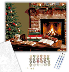  Kandalló Melletti Meghittség - számfestő készlet - 40×50 cm (Keretre feszítve)