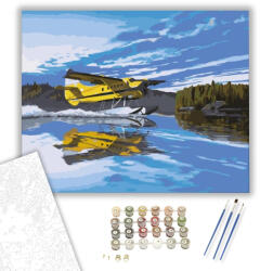  Sárga hidroplán - számfestő készlet - 40×50 cm (Keretre feszítve)