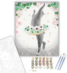  Macska Balerina - számfestő készlet - 40×50 cm (Keretre feszítve)