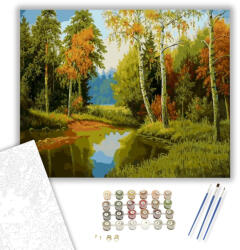 Számfestő Erdei Tavacska - számfestő készlet - 40×50 cm (Keretre feszítve) (6371-40X50-KF)