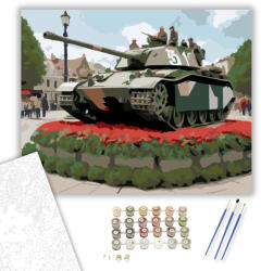  Emlékművé Átalakított Történelmi Tank - számfestő készlet - 40×50 cm (Keretre feszítve)