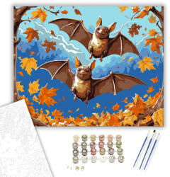  Denevérek az őszi erdőben - számfestő készlet - 40×50 cm (Keretre feszítve)