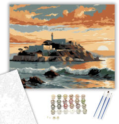  Alcatraz Sziget Naplementében - számfestő készlet - 40×50 cm (Keretre feszítve)