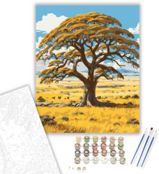  Acacia Fa a Szavannán - számfestő készlet - 50×60 cm (Keretre feszítve)
