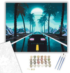  Autózás a Holdfényben - számfestő készlet - 40×50 cm (Keretre feszítve)